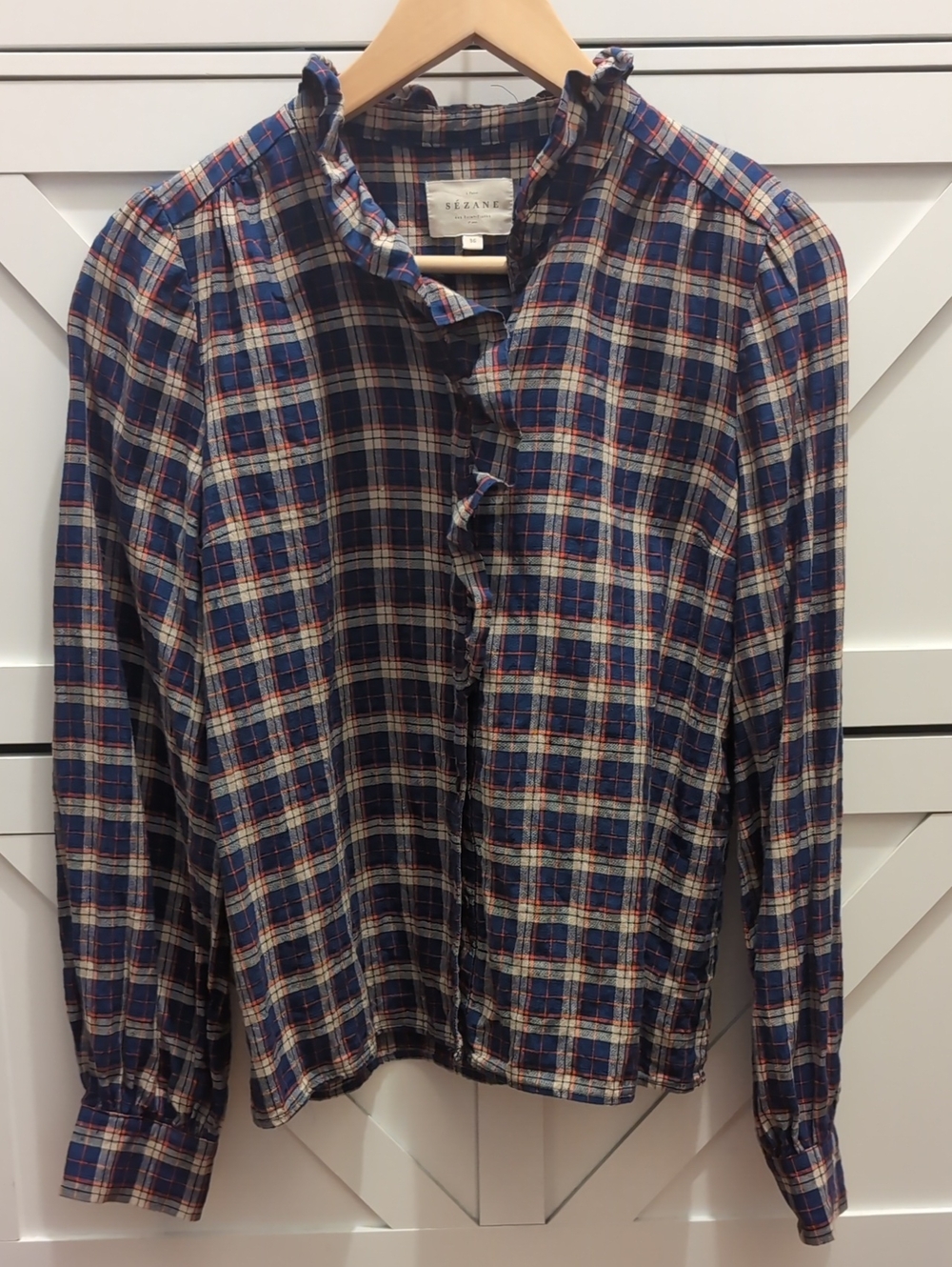 Sézane Chloé Plaid Top, Size 36